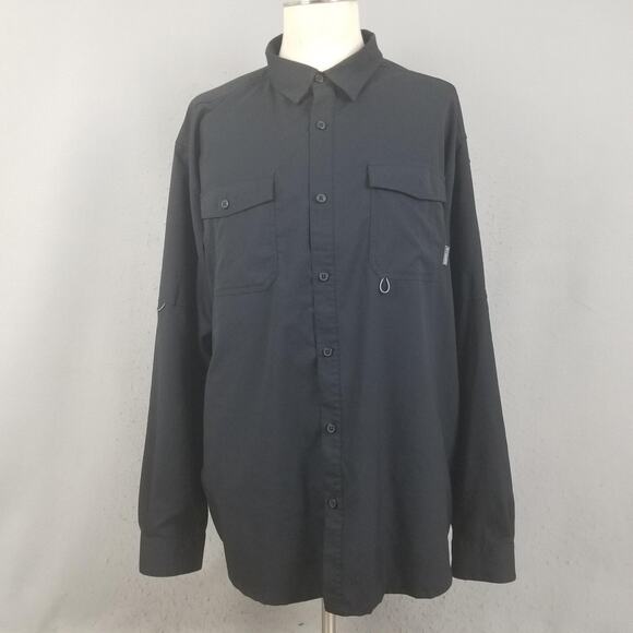 Columbia Shirt Mens 2XL Black Omni-Shade Sun Protection Long Sleeve Fishing Mesh - Picture 1 of 12